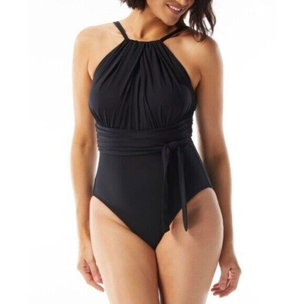 COCO REEF Women's Contours Belted High-Neck One-Piece Swimsuit swimwear 8/32C